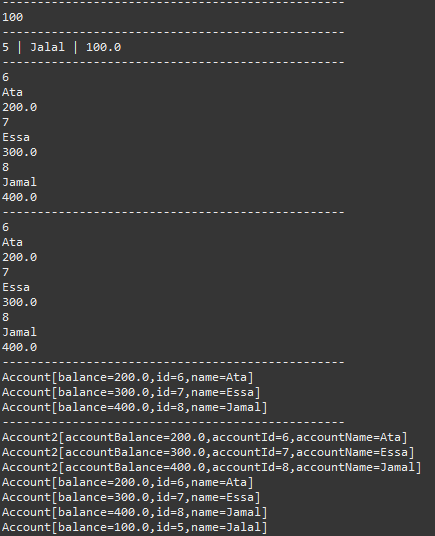 console output