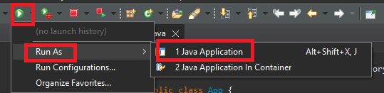 Run as Java Application