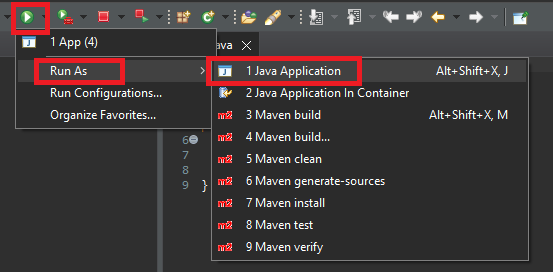 Run as Java Application