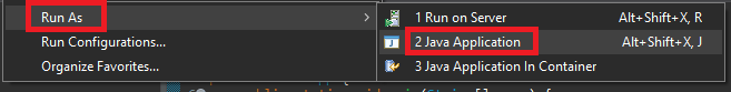 Run as Java Application