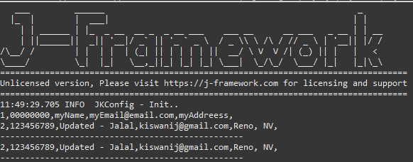 console output