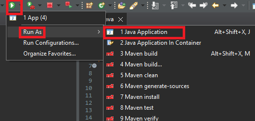 Run as Java Application