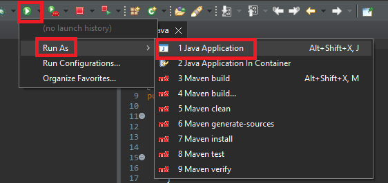 Run as Java Application
